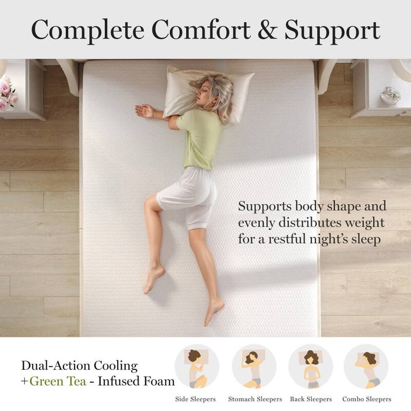 Martha Stewart Medium Support DualAction Green Tea Cooling Memory Foam