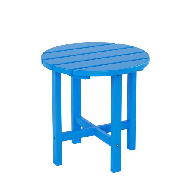 Laguna 18-inch Poly Eco-Friendly All Weather Round Side Table - Pacific Blue