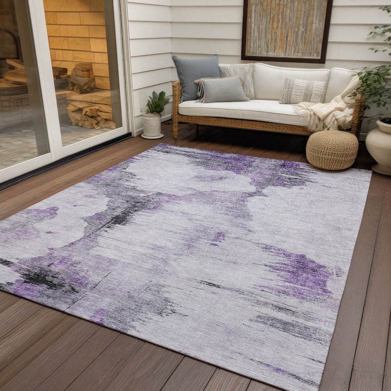 Machine Washable Indoor/ Outdoor Chantille Abstract Cloud Rug