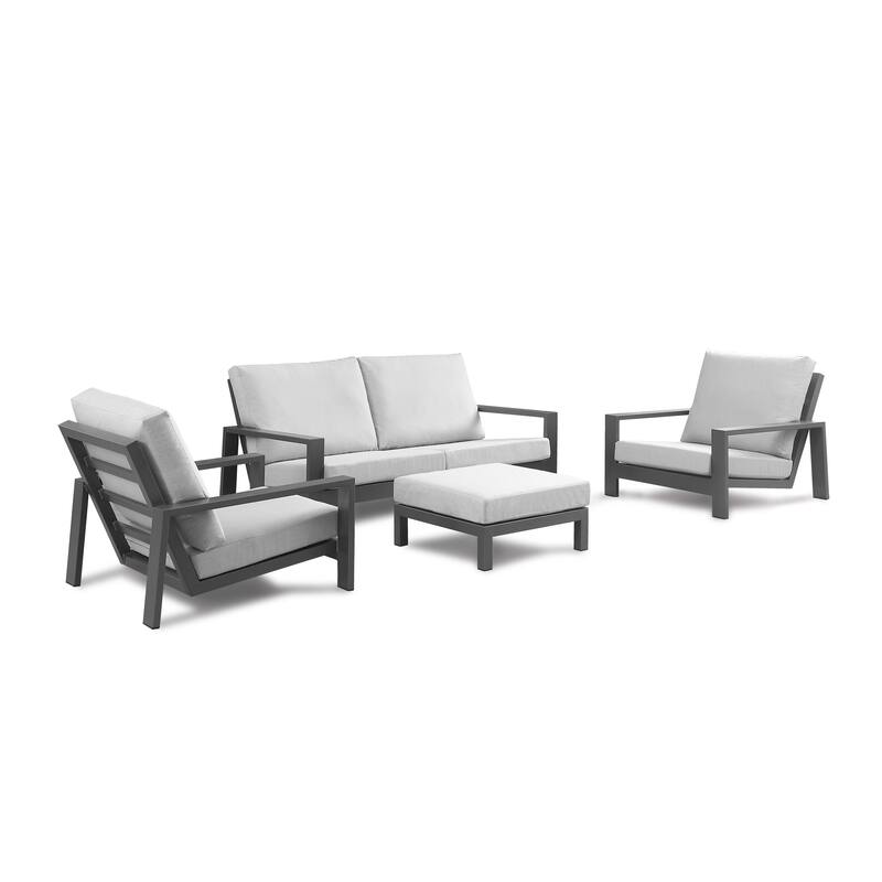 Benton 4-Piece Aluminum Outdoor Conversation Sofa Set with Cushions
