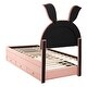preview thumbnail 12 of 68, LED Rabbit Kids Bed Velvet Upholstered Platform Bed Fairytale Animals Theme Bed with Trundle and 3 Drawers, 12pcs+12pcs Slats