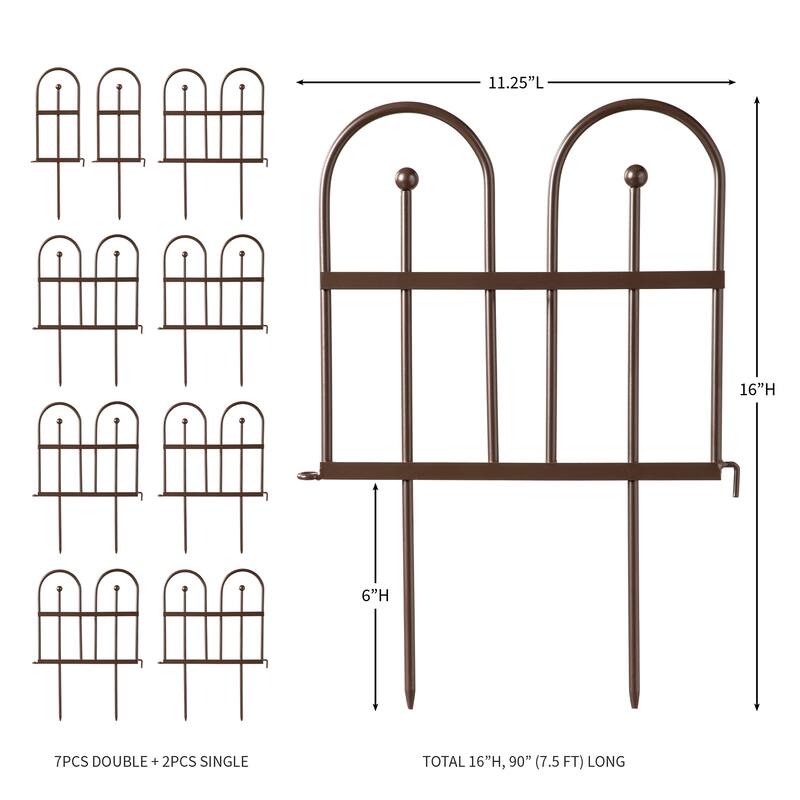 Iron Fence Wrought Iron Edging with Ground Stakes and Gunmetal Finish