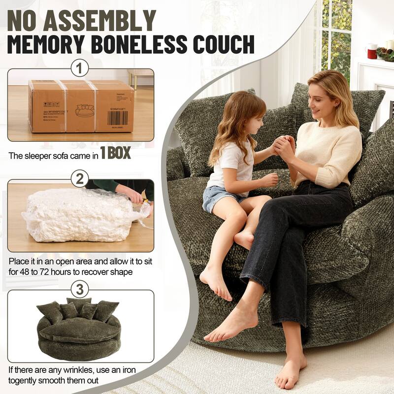 Rossetta Oversized Round Polyester Foam Chair with Pillows