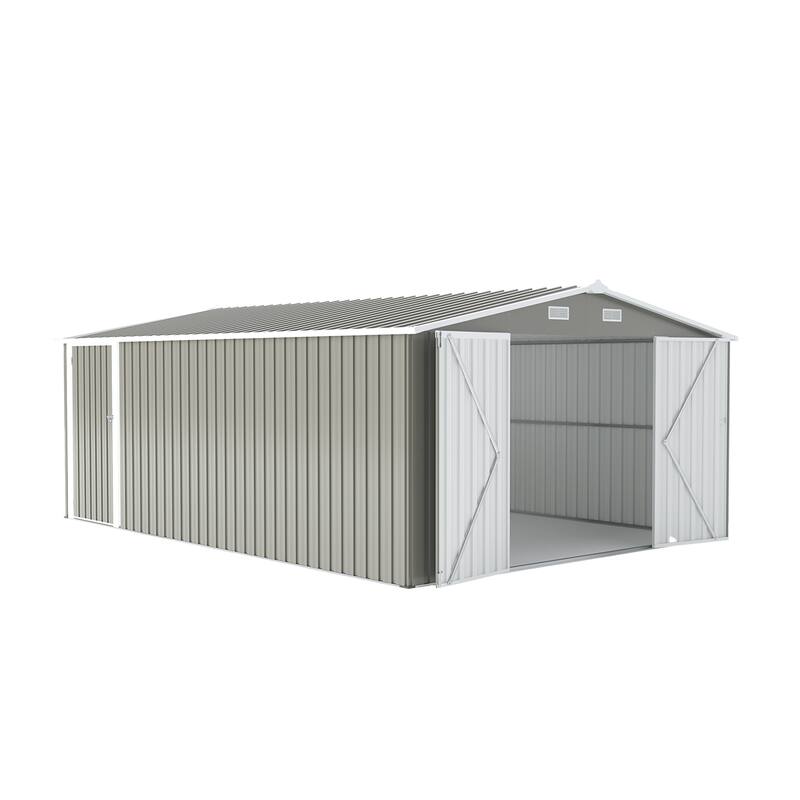 Outdoor Metal Storage Shed with 3 Lockable Doors and 4 Vents