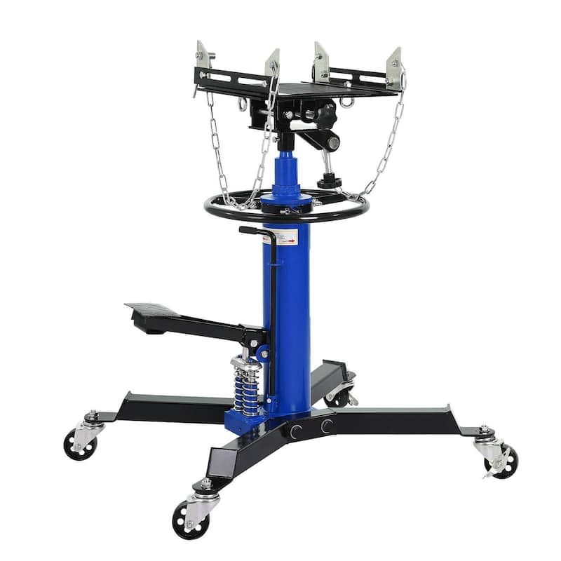 1322lbs Capacity Dual-Column Plunger Hydraulic Transmission Jack - Blue
