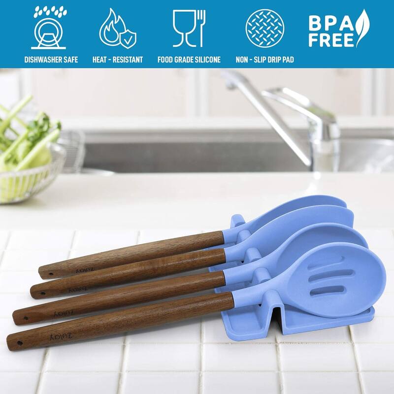 Zulay Kitchen Silicone Utensil Rest with Drip Pad