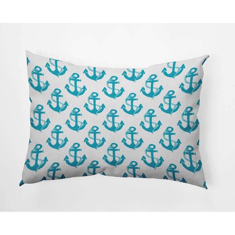 Anchor Pattern Decorative Throw Pillow - 14" x 20" - Carribbean Turquoise