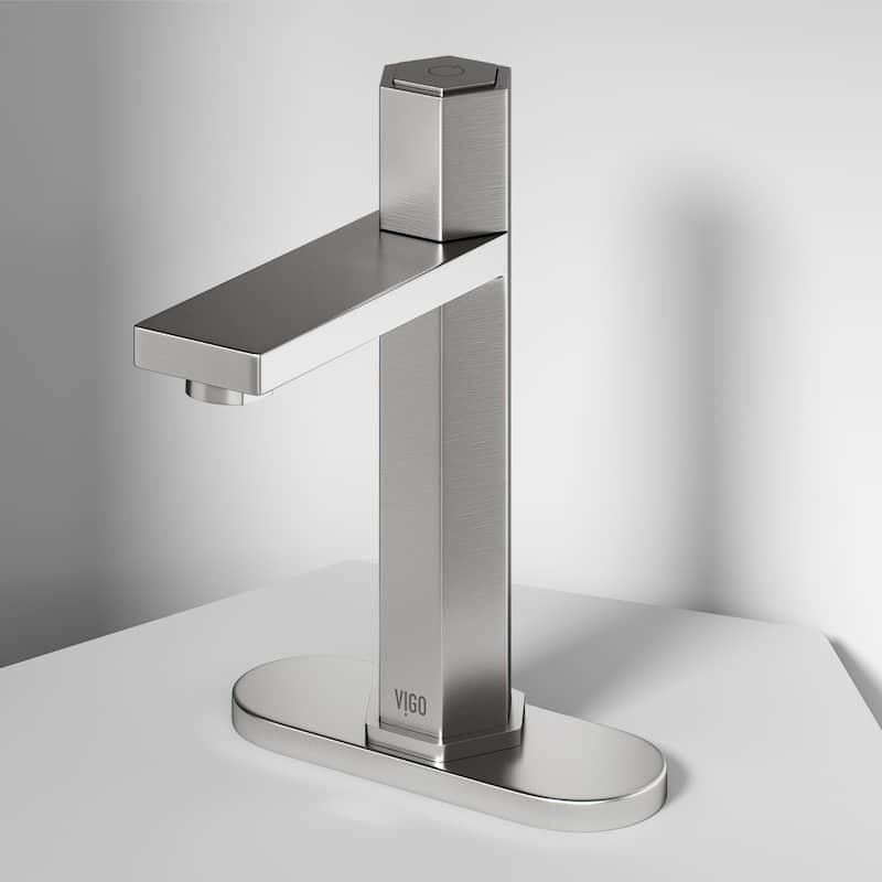 VIGO Nova 8" H Button Operated Single Hole Bathroom Faucet