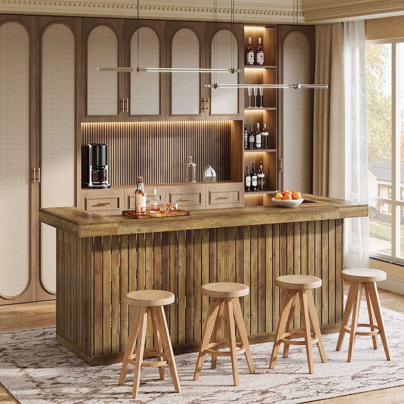 L-Shaped Home Bar Unit, 4-Tier Corner Liquor Bar Table