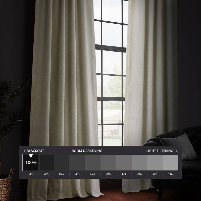 Exclusive Fabrics Vienna Basic Solid Linen Curtains (2 Panel) Blackout Curtains For Bedroom & Living Room Curtains