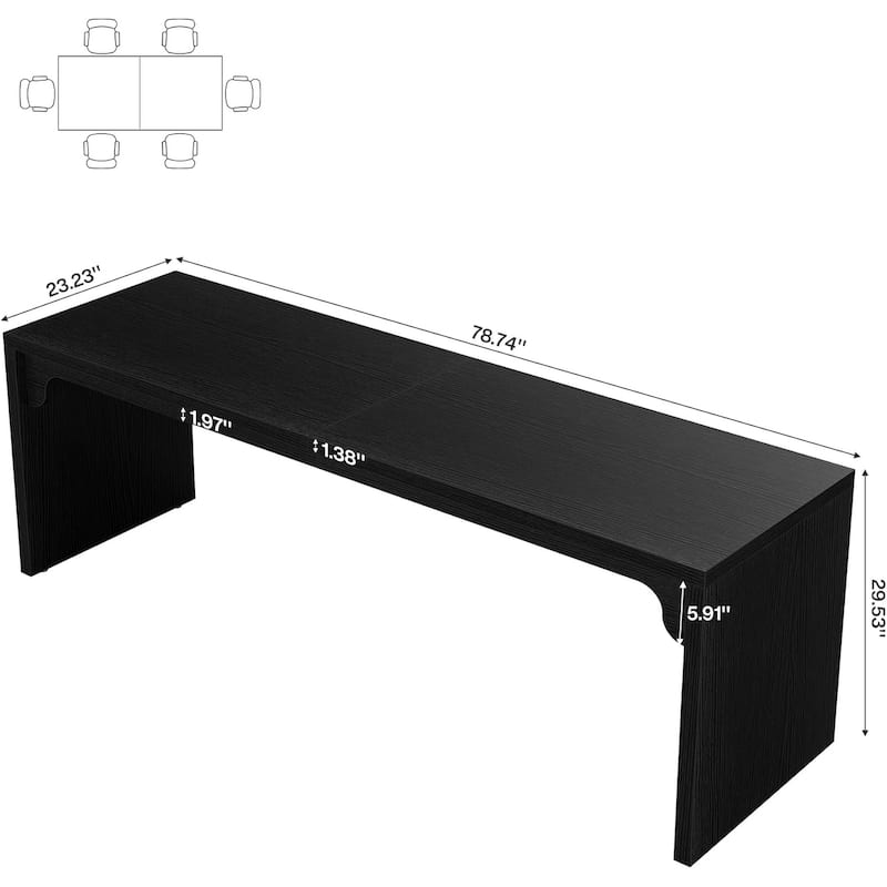 78-Inch Wood Modern Rectangular Dining Room Table, Long Kitchen Dining Table, Brown