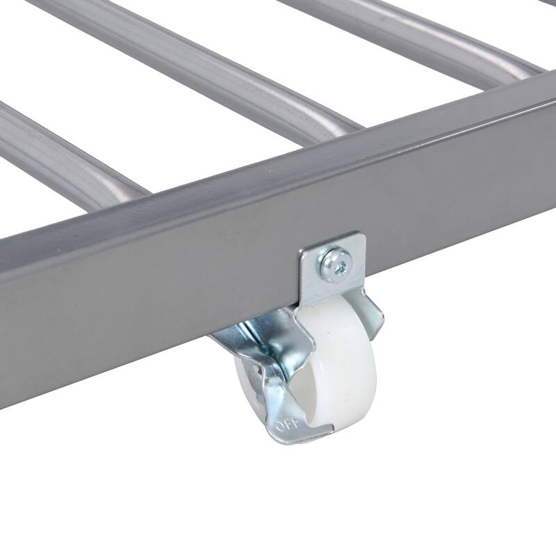 Silver Metal Bunk Bed with Trundle, Space-Saving, Sturdy Steel Frame, Easy Assembly, No Box Spring Needed