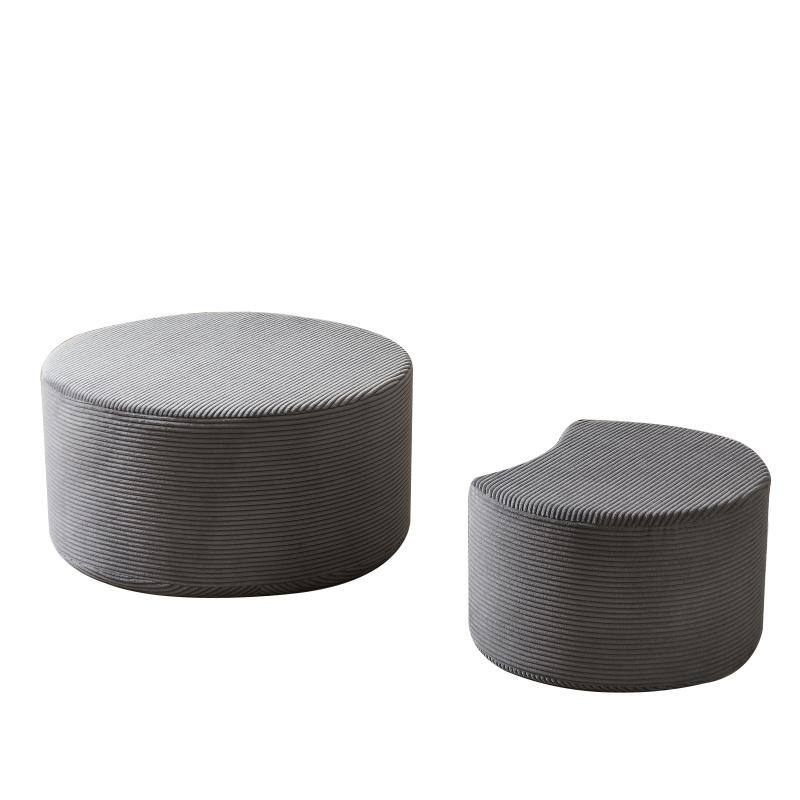 Roomfitters Nesting Ottoman Coffee Table Set of 2, Upholstered Round Foam Tables for Living Room