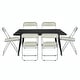preview thumbnail 64 of 81, Lawrence Modern 7-Piece Dining Set of 6 Acrylic Folding Dining Chairs and Solid Wood Top with Black Metal Legs Amber