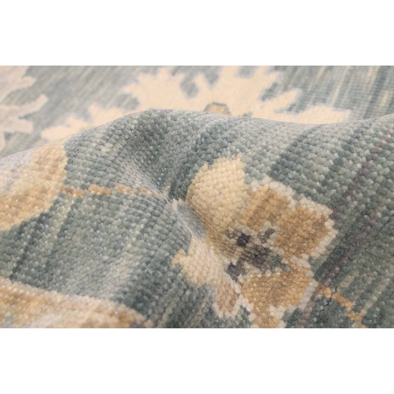 ECARPETGALLERY Hand-knotted Modern Oushak Teal Wool Rug - 9'0 x 11'10
