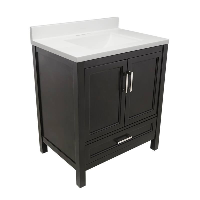 Nevado 37" Bathroom Vanity with Cultured Marble Vanity Top Sink in White with White Basin