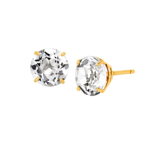2 1 8 Ct Natural White Topaz Round Cut Stud Earrings In 10k 2 1 8 Ct Natural White Topaz Round Cut Stud Earrings In 10k Gold