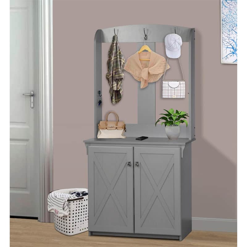 Hide 3 Tier Wood Frame Shoe Storage - Gray