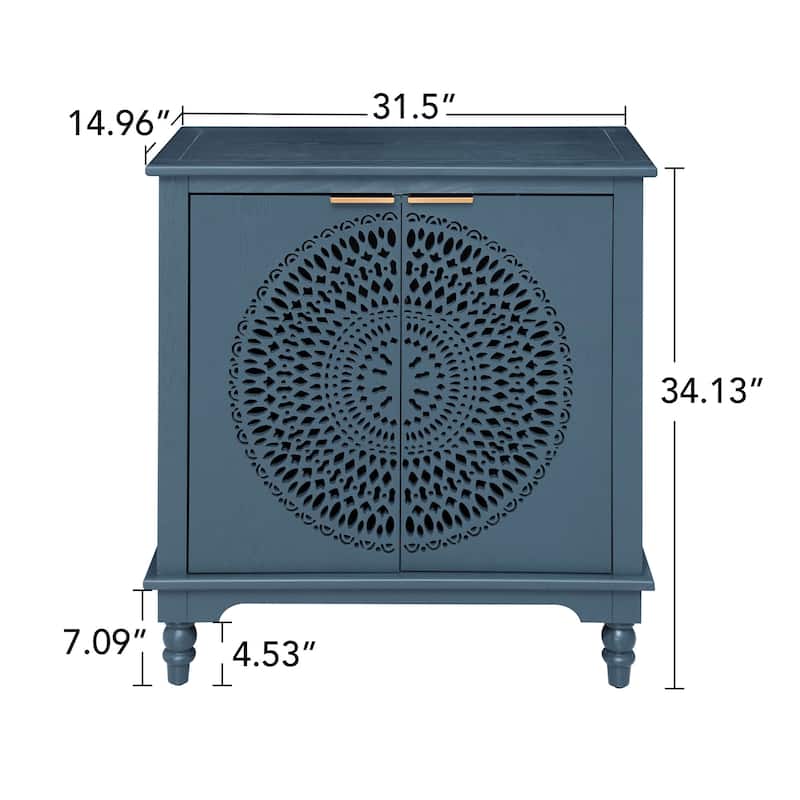 American style Hollow-Carved 2 Door Accent Cabinet Sideboard Buffet Storage Cabinet for Entryway Living Room Bedroom