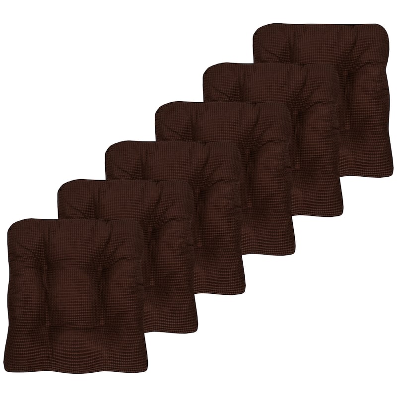 Sweet Home Collection Fluffy Memory Foam Tufted Chair Cushion Non Slip Microdot Rubber Back