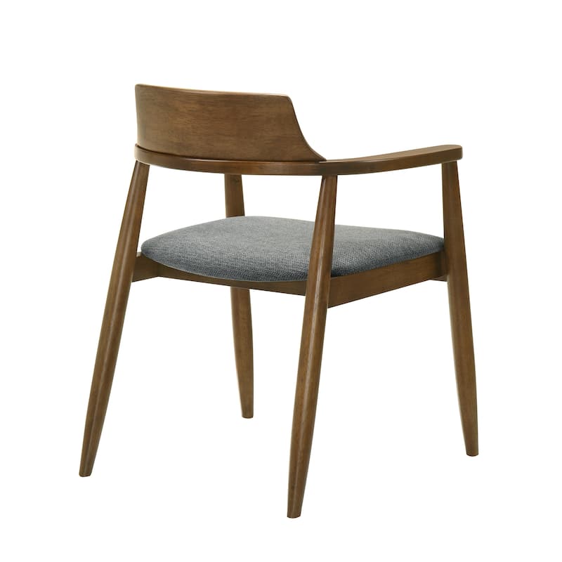 Emorie Mid-Century Modern Charcoal Upholstered Solid Wood Dining Chair in Walnut Finish 