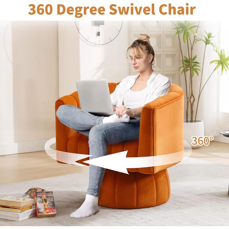 HOMYKA Swivel Accent Barrel Chair Cute Comfy Arm Chair Set 2
