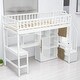 preview thumbnail 5 of 21, Twin Size Loft Bed with Staircase, L-Shaped Desk bed, LED Lights, Shelves & Cabinets, Space-Saving Workstation Bed Frame