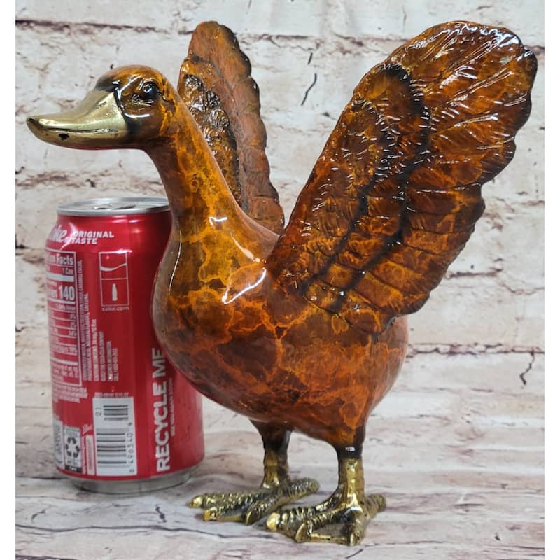 Colorful Bronze Metal Sculpture Of Duck Flapping Wings Art Figure Signed J. Moigniez
