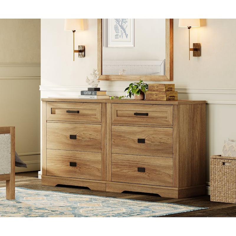 Large Nightstand for Bedroom,Farmhouse Bedside Table with Wide Drawers