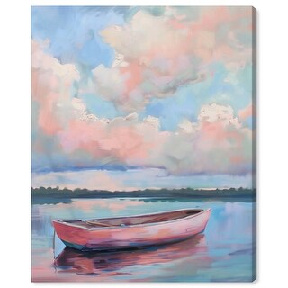 Pink Boat on the Lake Canvas Vivid Coastal Art by Art Remedy - Bed Bath ...