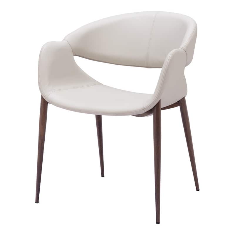 HomeRoots Set of Two Beige and Brown Upholstered Faux Leather Open Back Dining Arm Chairs - 25' X '32.3' X '25