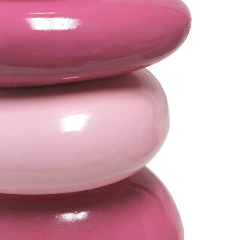 Stack Stone Table Lamp - Ceramic Accent Lamp for Bedroom Living Room Decor - Pink Finish 17.25 Inch