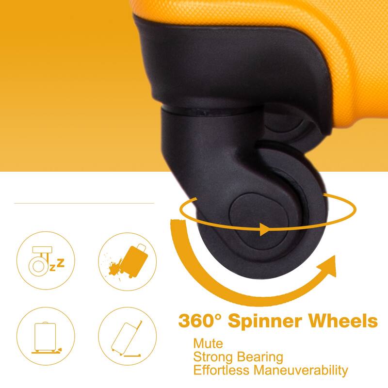 3 Piece ABS Hardside Luggage Sets Spinner Wheels Suitcase with Two Hooks and TSA Lock & Telescoping Handle