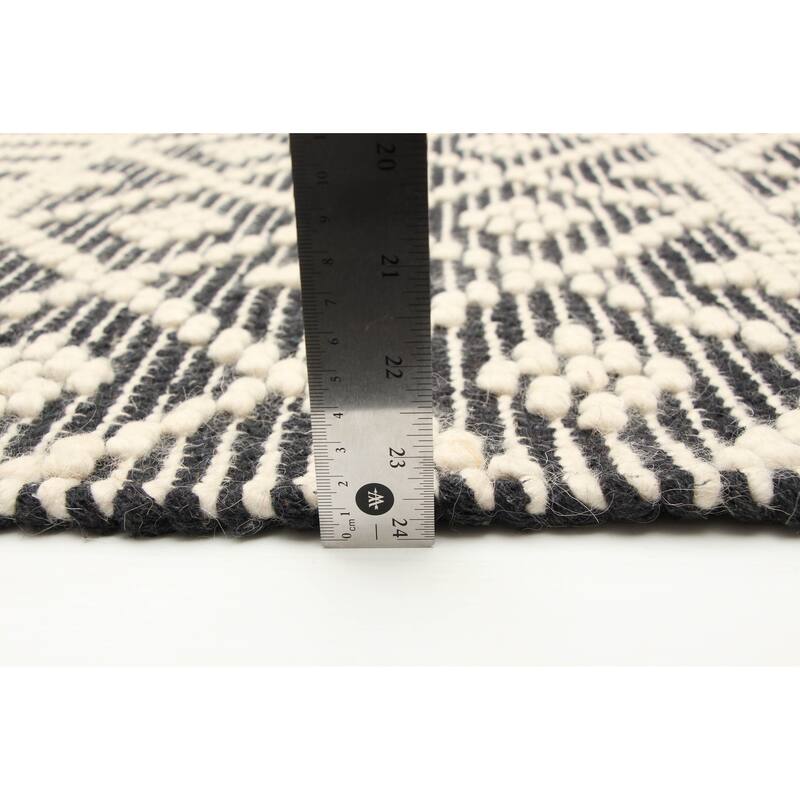 ECARPETGALLERY Braid weave Sienna Black Wool Rug - 5'2 x 7'5