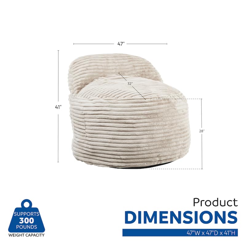 Sealy® Teddy Faux Mink Corduroy 2-in-1 Foam Bean Bag Chair