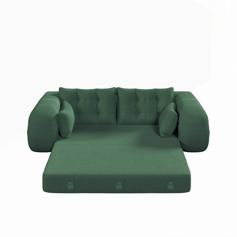 3-in-1 Teddy Fabric Foam-Filled Sleeper Sofa Bed