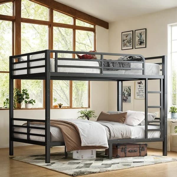 slide 2 of 12, Safety Design Bunk Bed, Space-Saving/Noise Reduced, Full XL Black