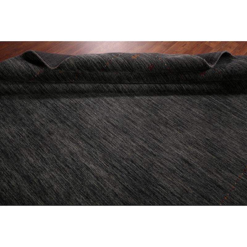 Tribal Gabbeh Indian Area Rug Handmade Grey Wool Carpet - 8'4" x 9'9"