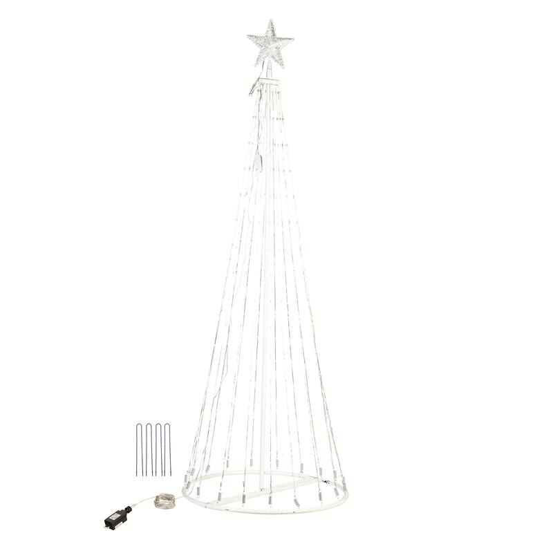 75 in. White Indoor/Outdoor Cone tree with RGB Lights