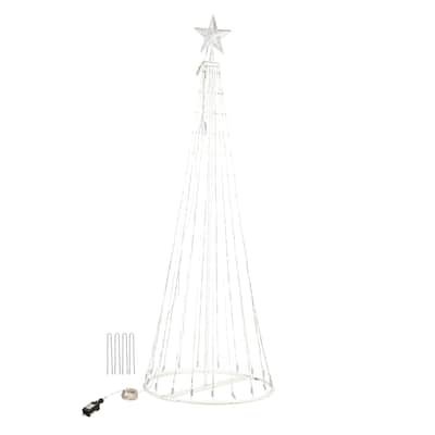 75 in. White Indoor/Outdoor Cone tree with RGB Lights