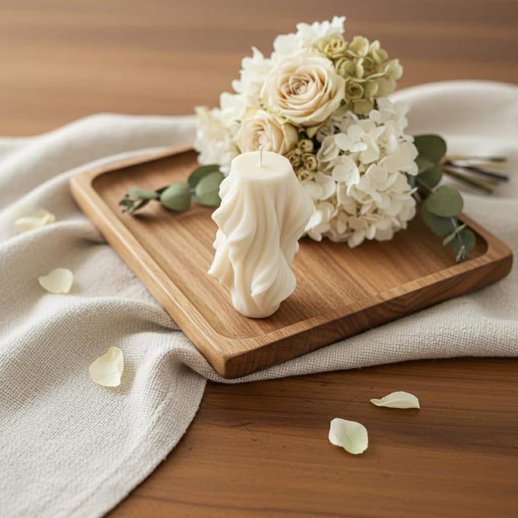 4" White Orchid And Sea Salt Scented Dimensional Twist Candle