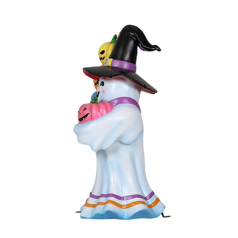 Witch Ghost Holding Pumpkins Outdoor Halloween Statue - 43"