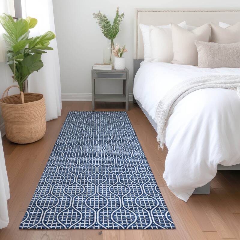 Premium Washable Super Soft Modern Teardrop Mayfield Rug - Navy - 2'3" x 7'6"