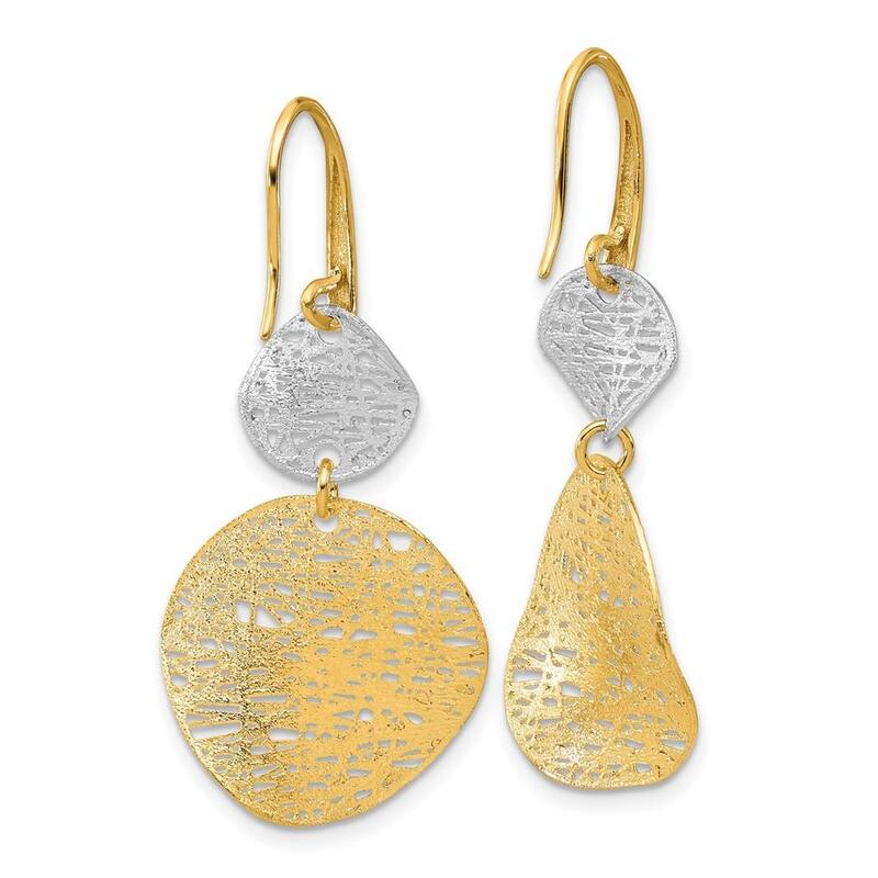 Curata 14k Two Tone Gold Intricate Wire Wrapped Shapes Earrings - 41.8x19.8mm