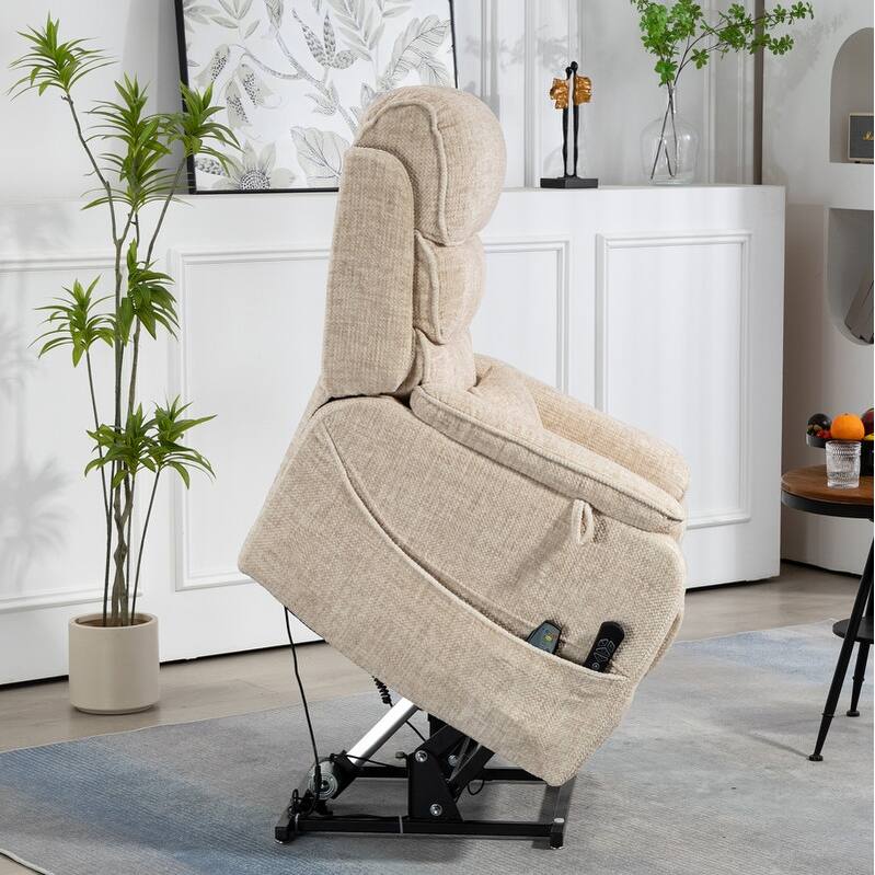 Deluxe Version Dual Motors Power Lift Recliner,Lay Flat 74.8 " Length,100% Polyester,Message/Heat,Eazy Assemble