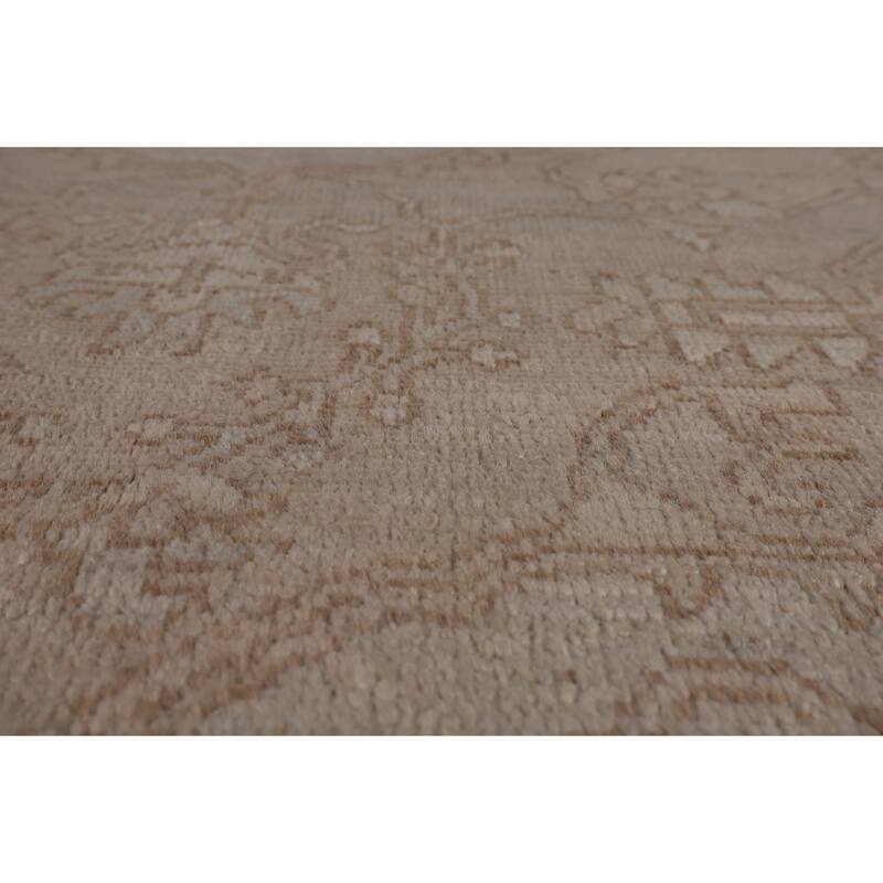 Vegetable Dye Geometric Oushak Area Rug Hand-Knotted Wool Carpet - 6'1"x 8'11"
