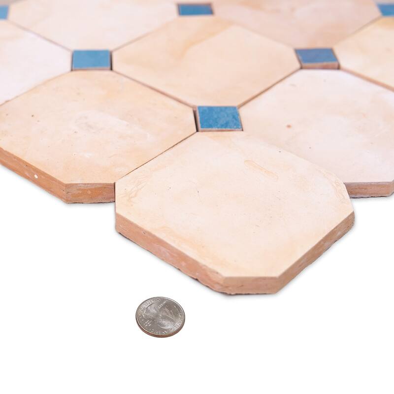 Contemporary Zellige Panels, 12" X 12" X 1/2", Terracotta - Maya Blue