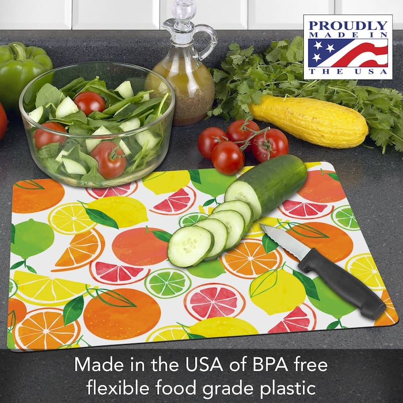 Premium Decorative Flexible Plastic Cutting Board Mat 15" x 11.5", Made in the USA, Decorative, Flexible, Easy to Clean