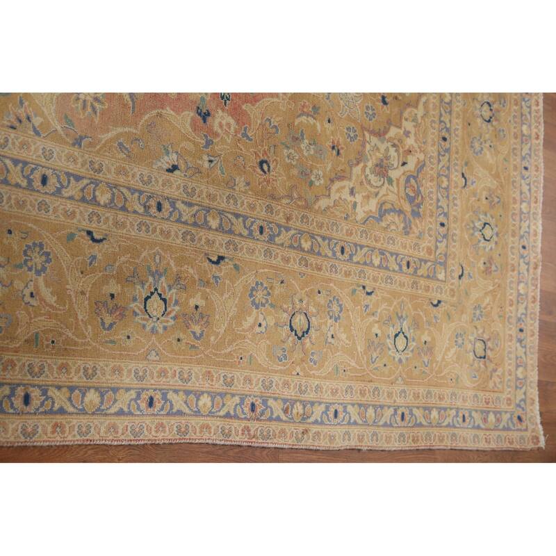 Hand Knotted Oriental 100% Wool Carpet Traditional Floral Oranges & Rust Mashad Area Rug - 11' 8'' X 7' 11''