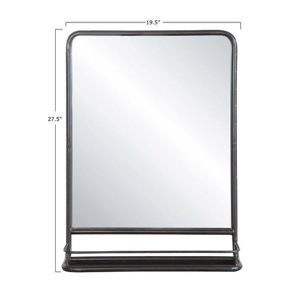Large Metal Framed Mirror with Shelf - Black